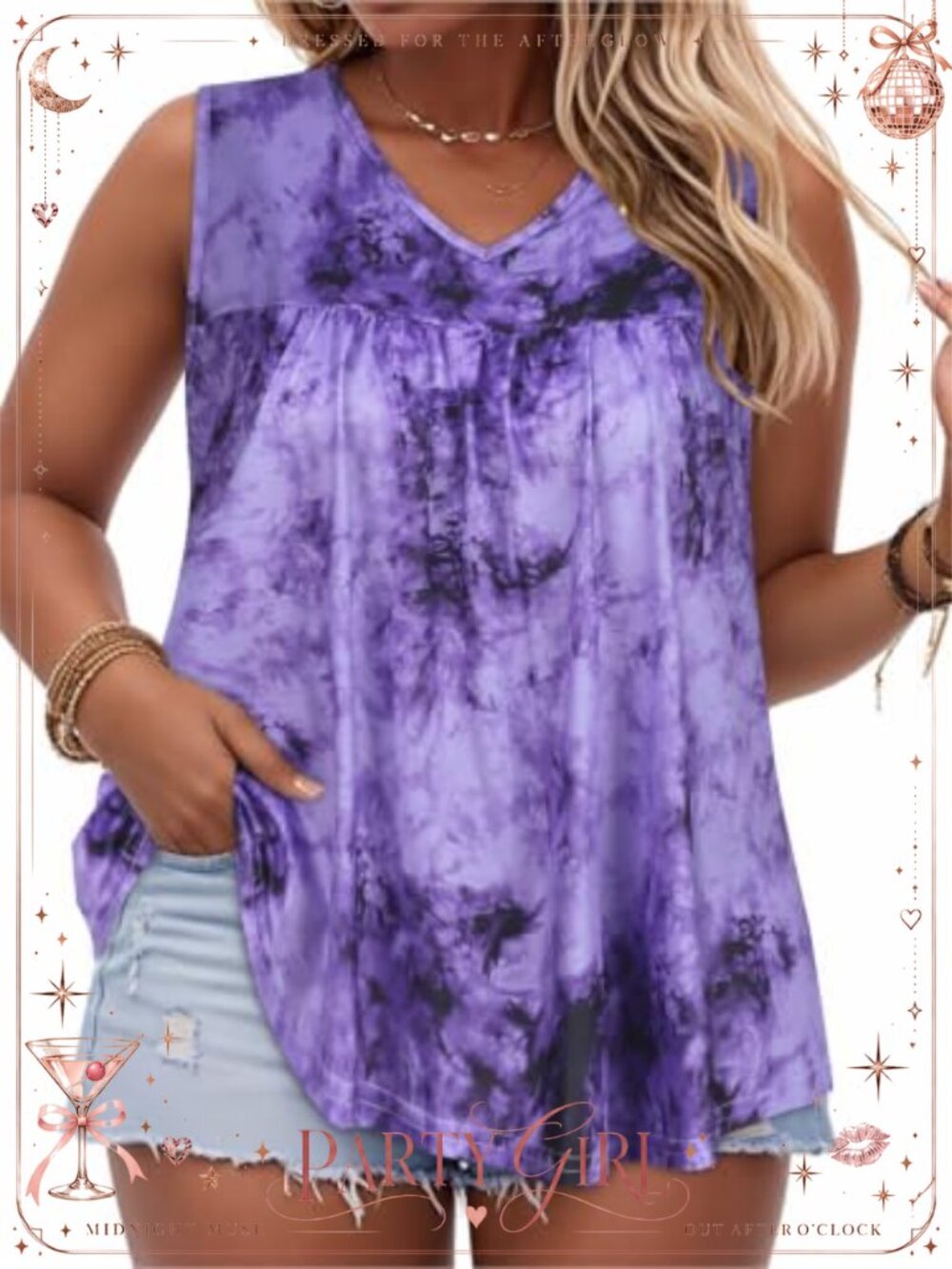 Plus Size Summer Tank Top V Neck Sleeveless Loose Flowy Shirt